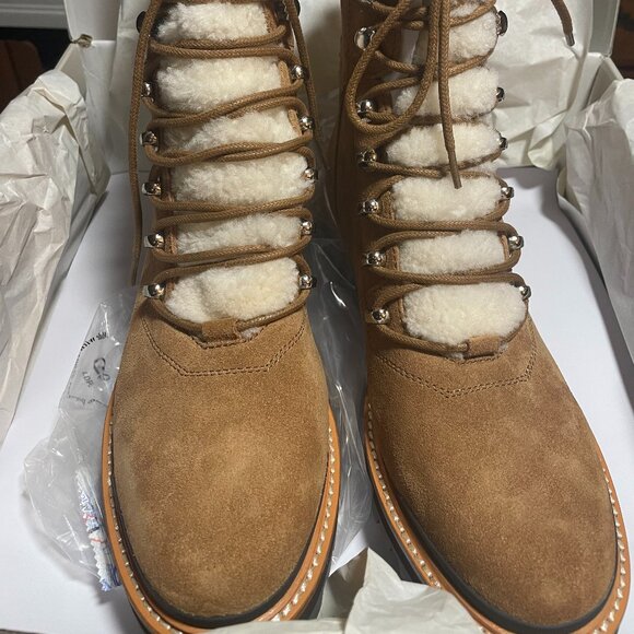 Marc Fisher LTD Lizzie Shearling Lace-Up Boots Size 9M - Picture 1 of 3